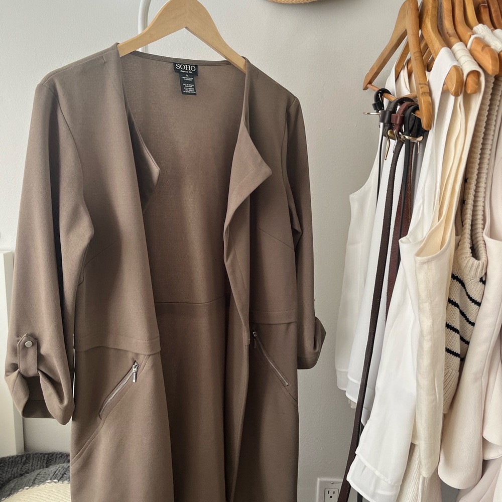 Soho Apparel Tan Open Front Jacket
